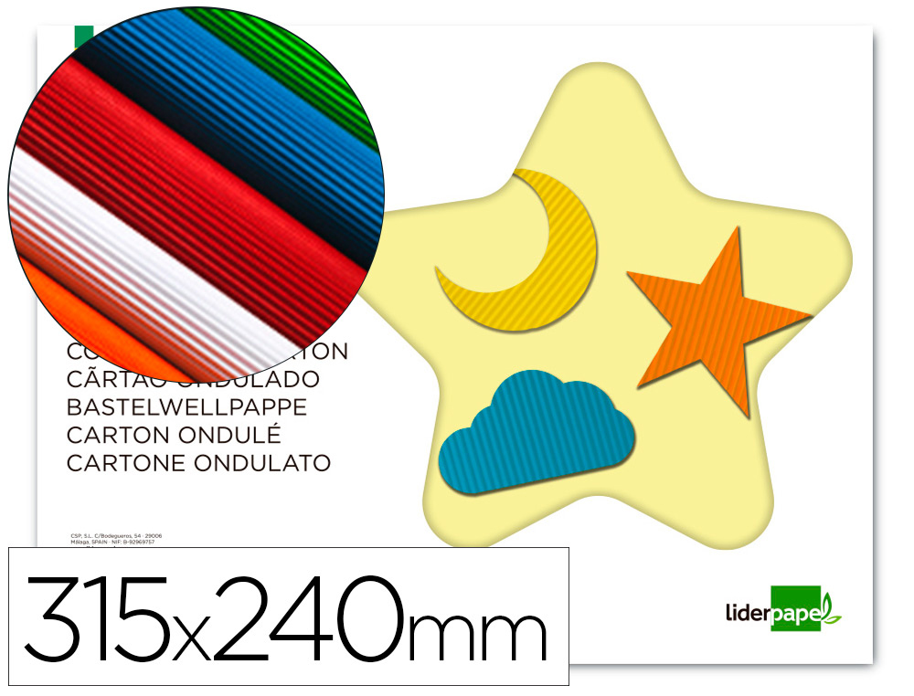 Bloc carton corrugado 240x315mm 10h colores surtidos Liderpapel
