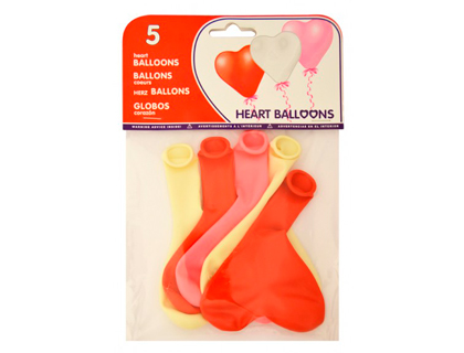 GLOBOS CON FORMA CORAZON BOLSAS DE 5UDS