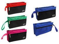 Two-tone 3-zipper pencil case