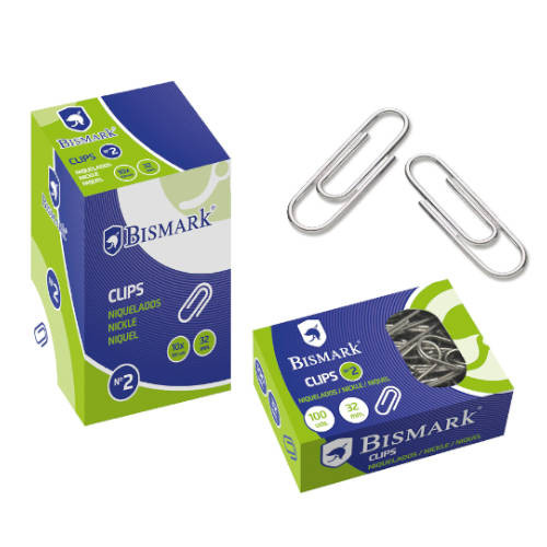 Clips nº2 32mm niquelados 100u Bismark