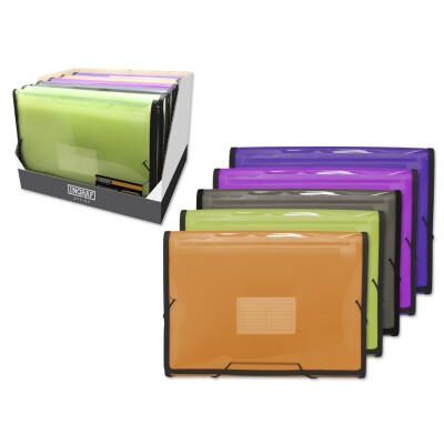 Carpeta clasificadora fuelle PP con gomas frame 33,5x24x4cm colores surtidos Ingraf