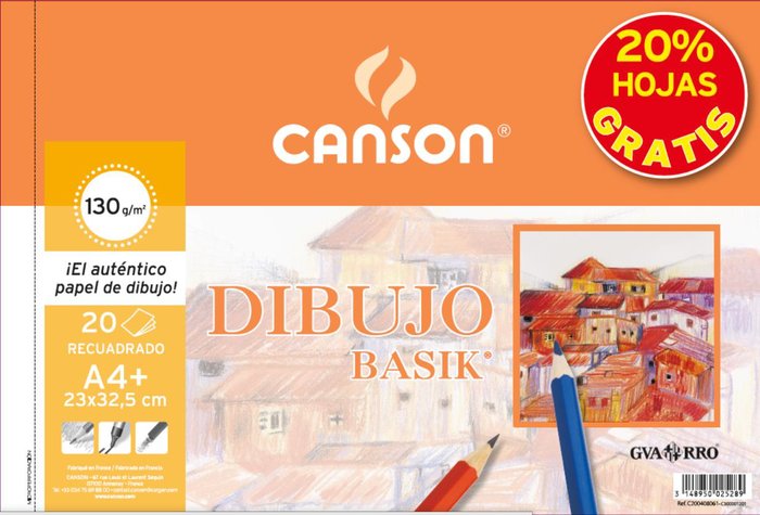 Bloc dibujo A4+ 130G 20H microperforado con recuadro Canson