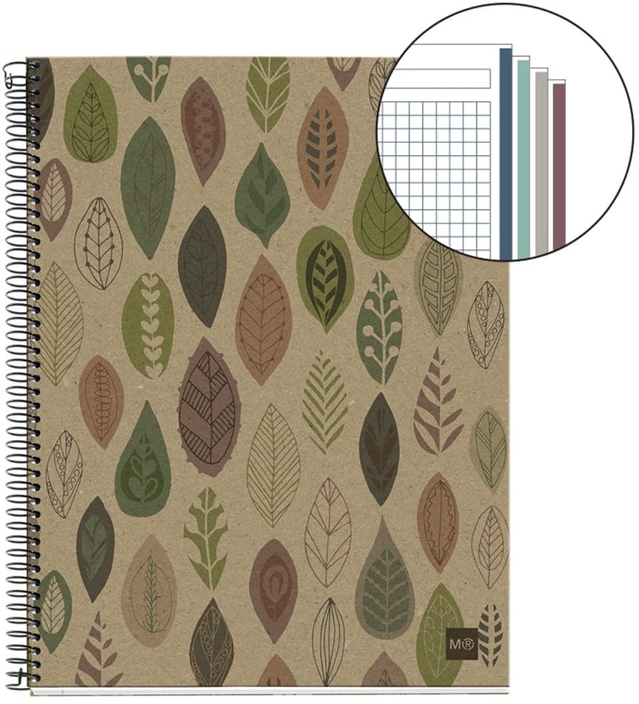 CUADERNO ESPIRAL A4 ECOHOJAS RECIC 80GR 5 BAN