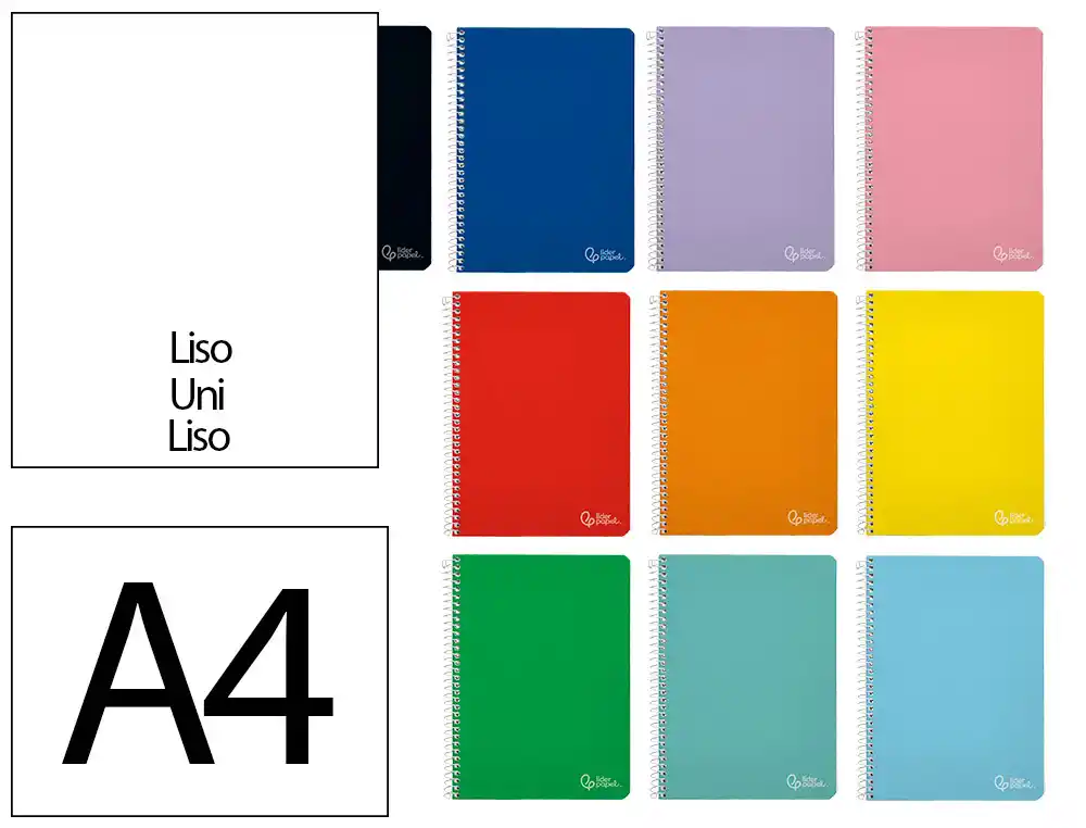 Cuaderno espiral Liso Fº 90gr 80H T/D colores surtidos Liderpapel