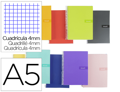 Cuaderno espiral 4X4 A5 90G 80H T/D Liderpapel