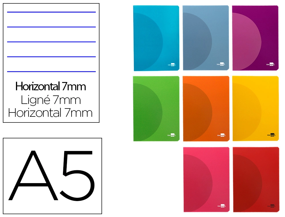 Libreta 1L A5 90g 48h T/P colores surtidos Liderpapel