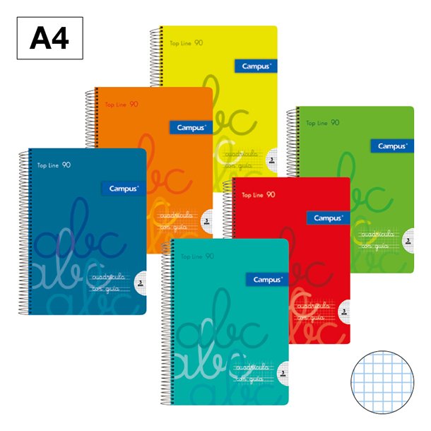 Cuaderno espiral 3X3 pautaguia A4 90g 80h T/P Campus