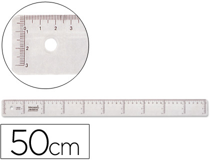 REGLA 50CM PLASTICO CRISTAL LIDERP