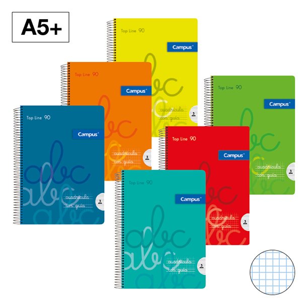 Cuaderno espiral 3X3 pautaguia A5 90G 80H T/P Campus