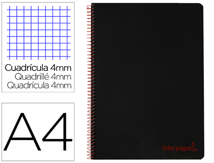 Cuaderno espiral 4X4 A4 90g 80h  T/P C/M Liderpapel