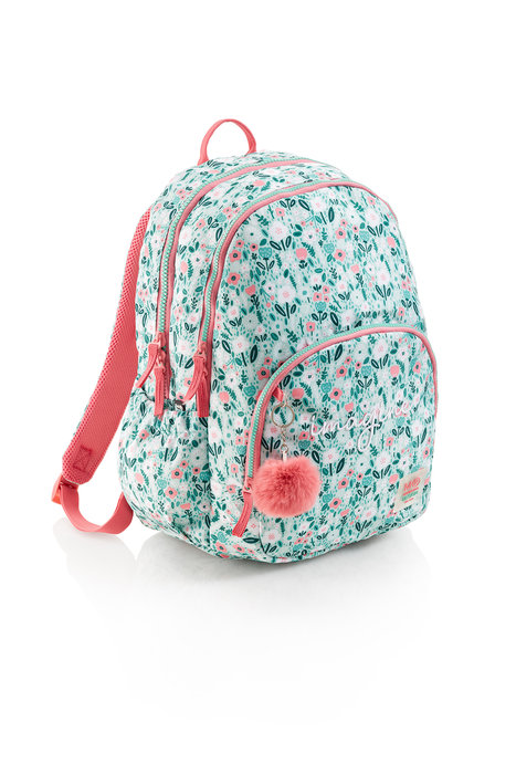 Mochila Triple Reciclada, 27L, Mint Flowers  Miquelrius 