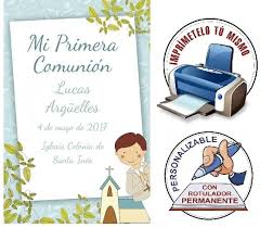 Estampas Comunion niño personalizables 24ud Arguval