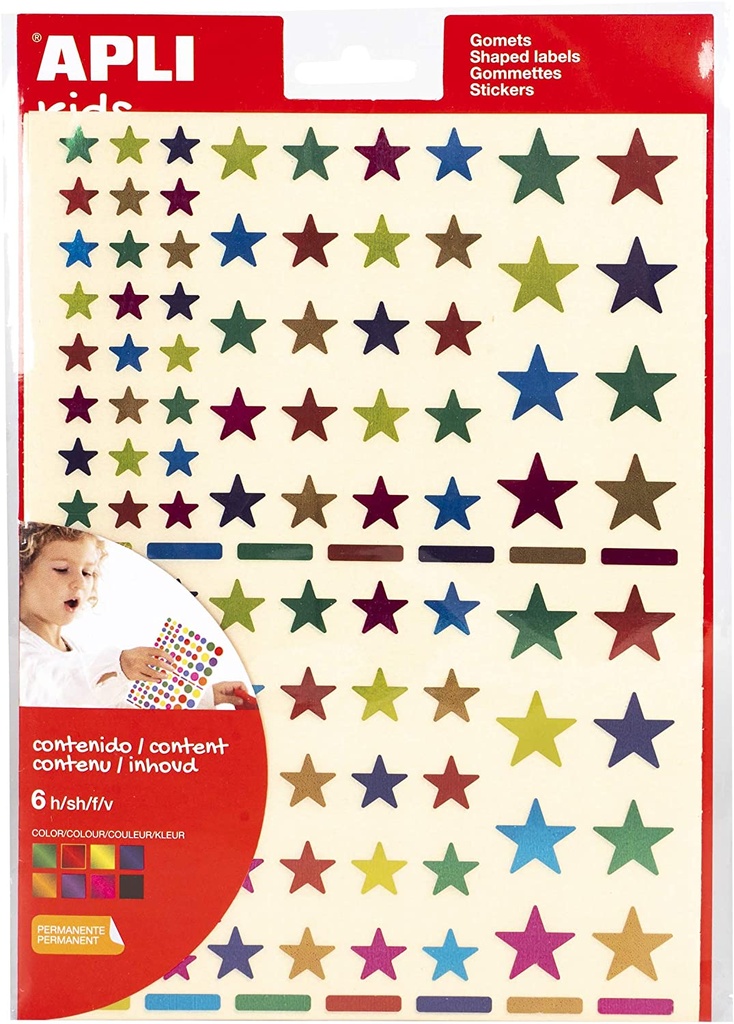 Gomets estrellas multicolor metalizadas permanentes 6h Apli