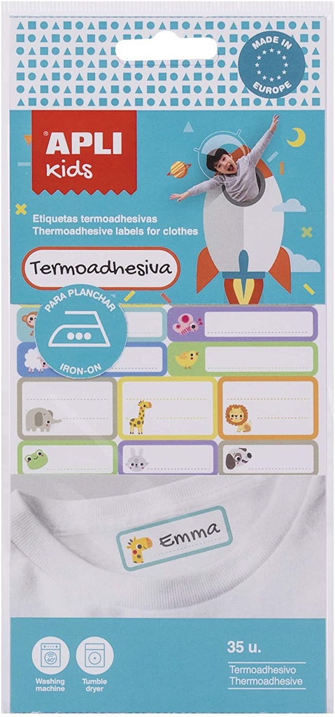 Etiquetas textiles termoadhesivas 35uds Apli