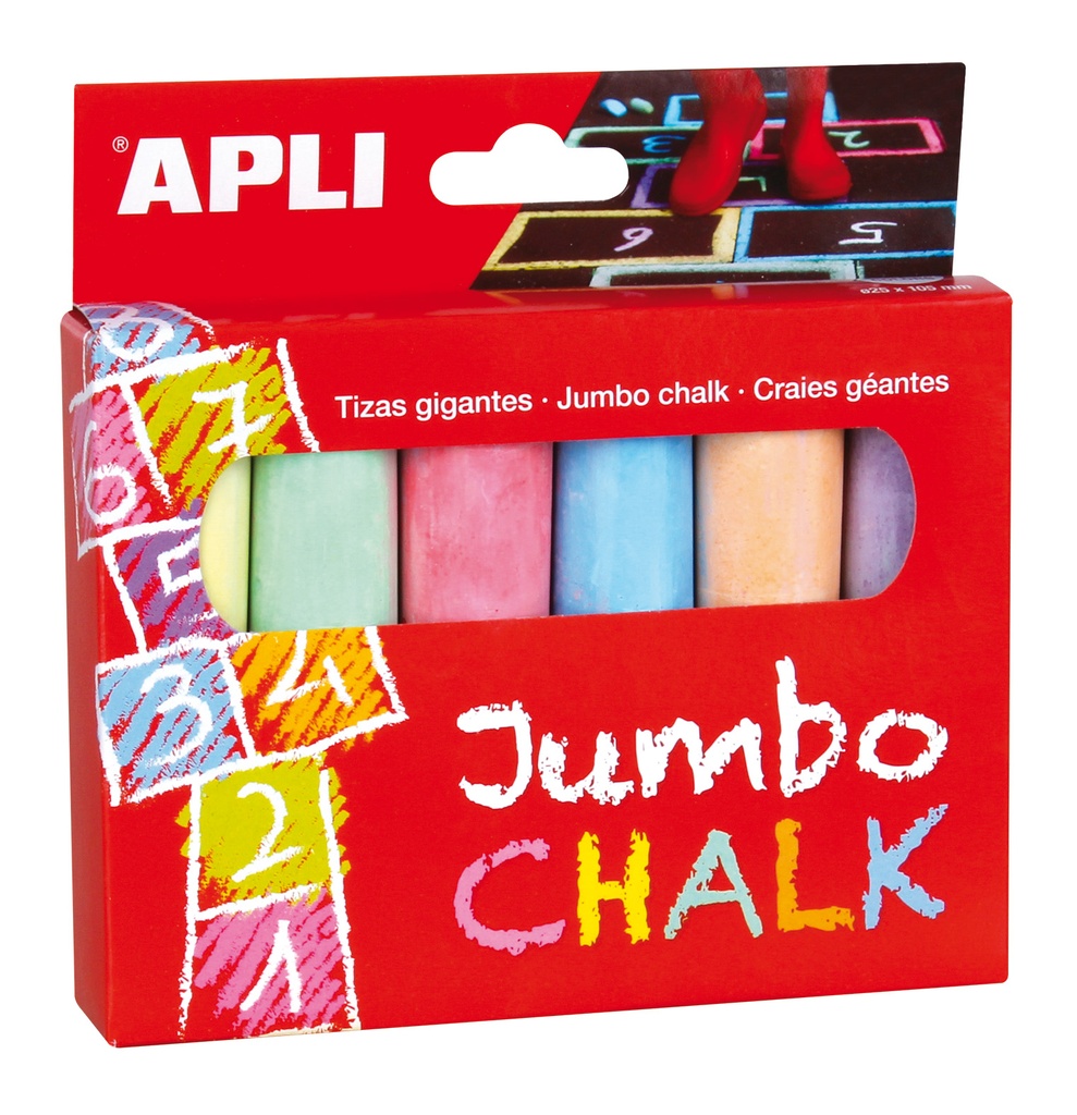Tizas jumbo colores surtidos 6uds Apli