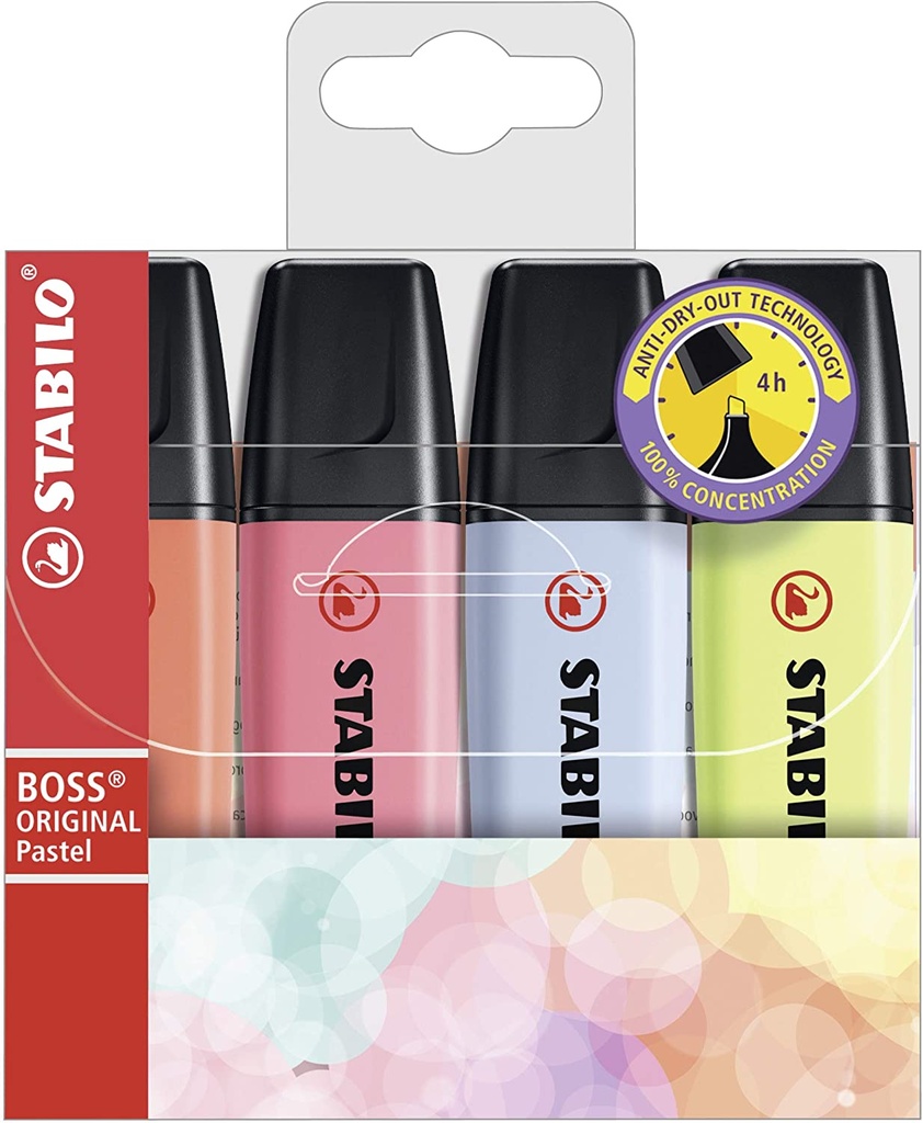 Marcador fluorescente Boss Stabilo Pastel 4uds surtidas