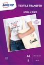 Papel transfer camisetas algodon color blanco A4 ink-jet 8h Avery