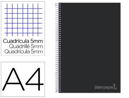 Cuaderno espiral 5X5 A4 75g 140h 5B 4T T/D Liderpapel