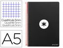 [KE20] Cuaderno espiral 5X5 A5 100g 80h T/D Antartik (NEGRO)