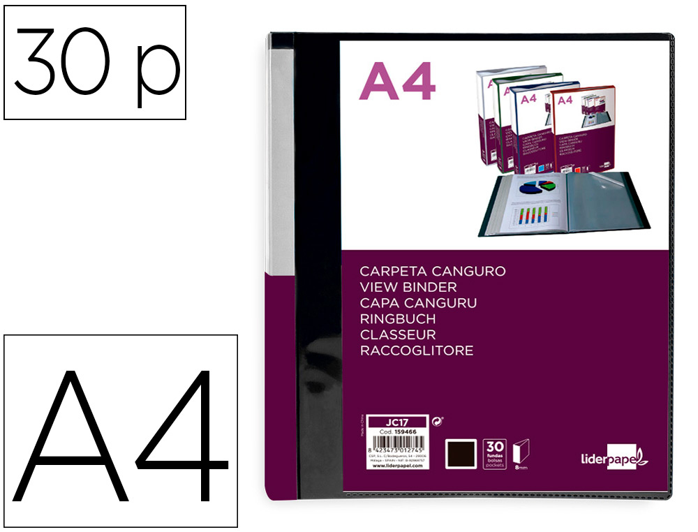 Carpeta 30 fundas A4 personalizable Liderpapel