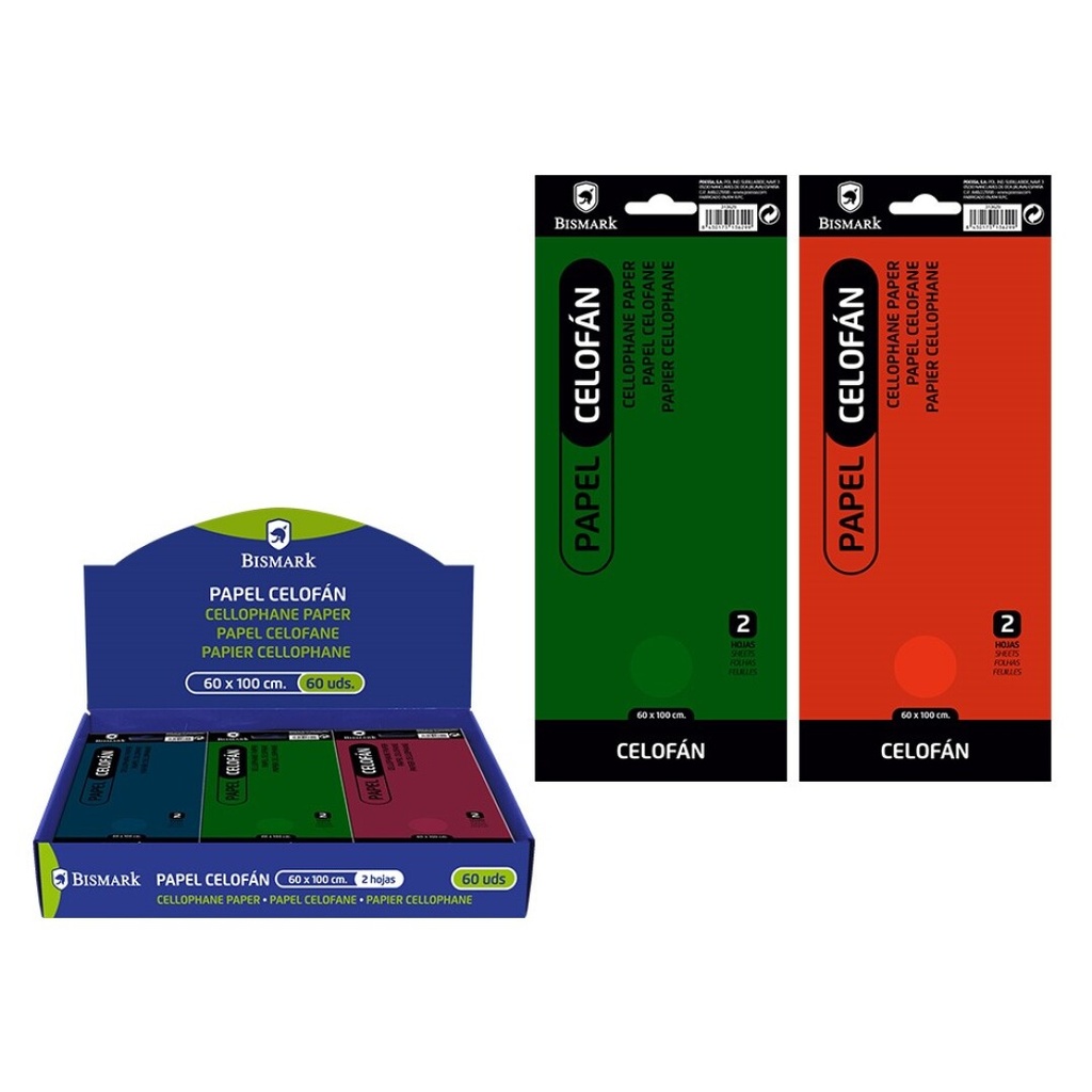 Papel celofan 60x100cm 2h Pampy colores surtidos Bismark