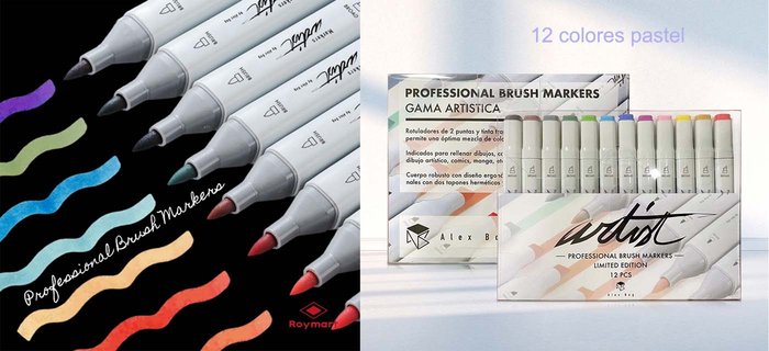 Rotuladores brush professional pastel12uds