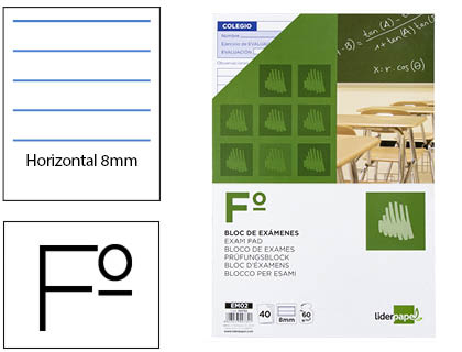 Bloc examenes 1L 8mm Fº 60g 40h Liderpapel