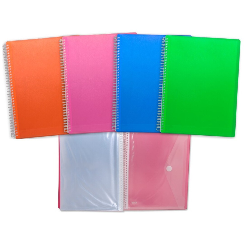 Carpeta espiral 30 fundas A4 con sobre colores surtidos Ingraf