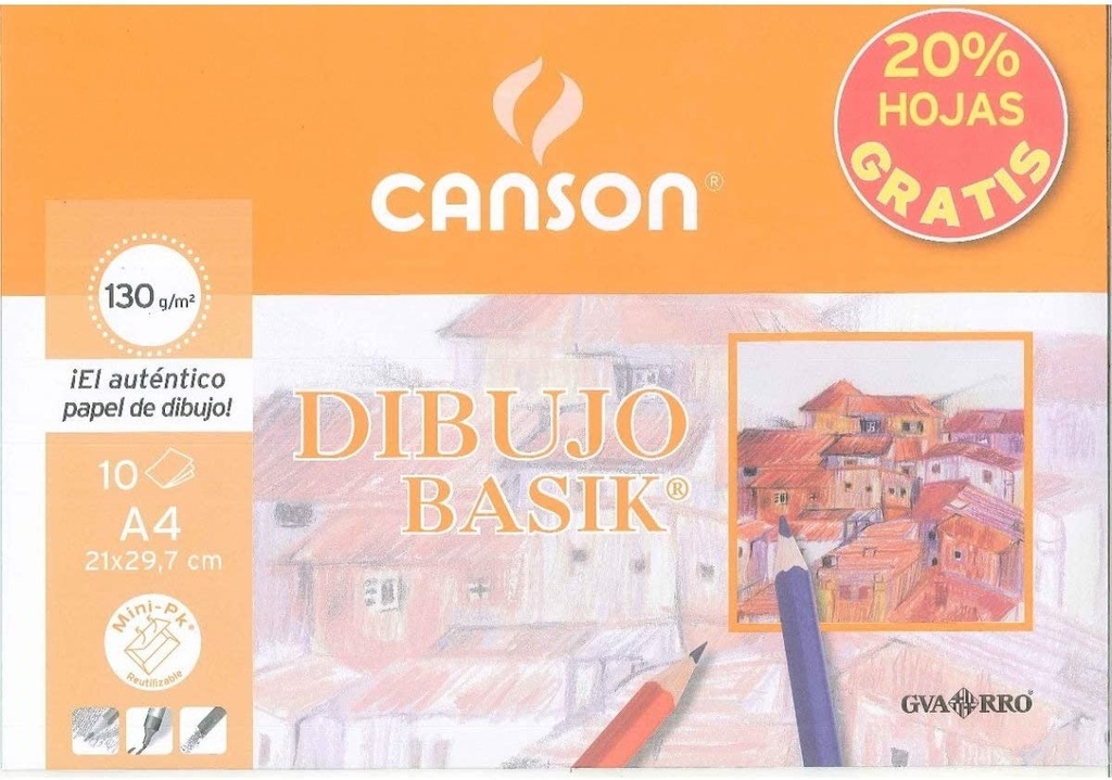 Papel dibujo A4 130g 10h Basik Canson