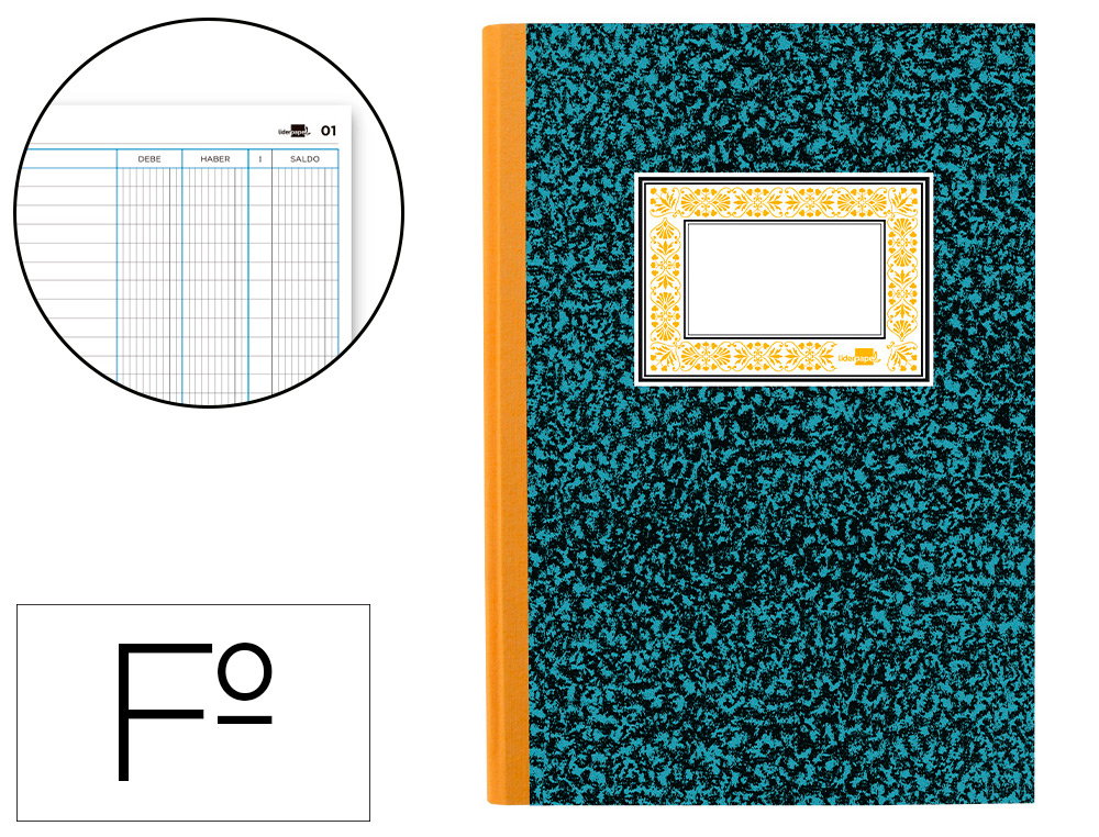Libro cuentas corrientes debe haber y saldo cartone Fº 100h LiderpapelMR