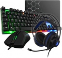 [COMBO-GALLIUM/SP] The G-Lab Combo Gallium E-Pack Gaming 4 en 1 - Teclado Gaming QWERTY – Incluye Ñ-Retroiluminado, Ratón Gaming de 2400 dpi, Auriculares Gaming, Alfombrilla de Ratón Antideslizante