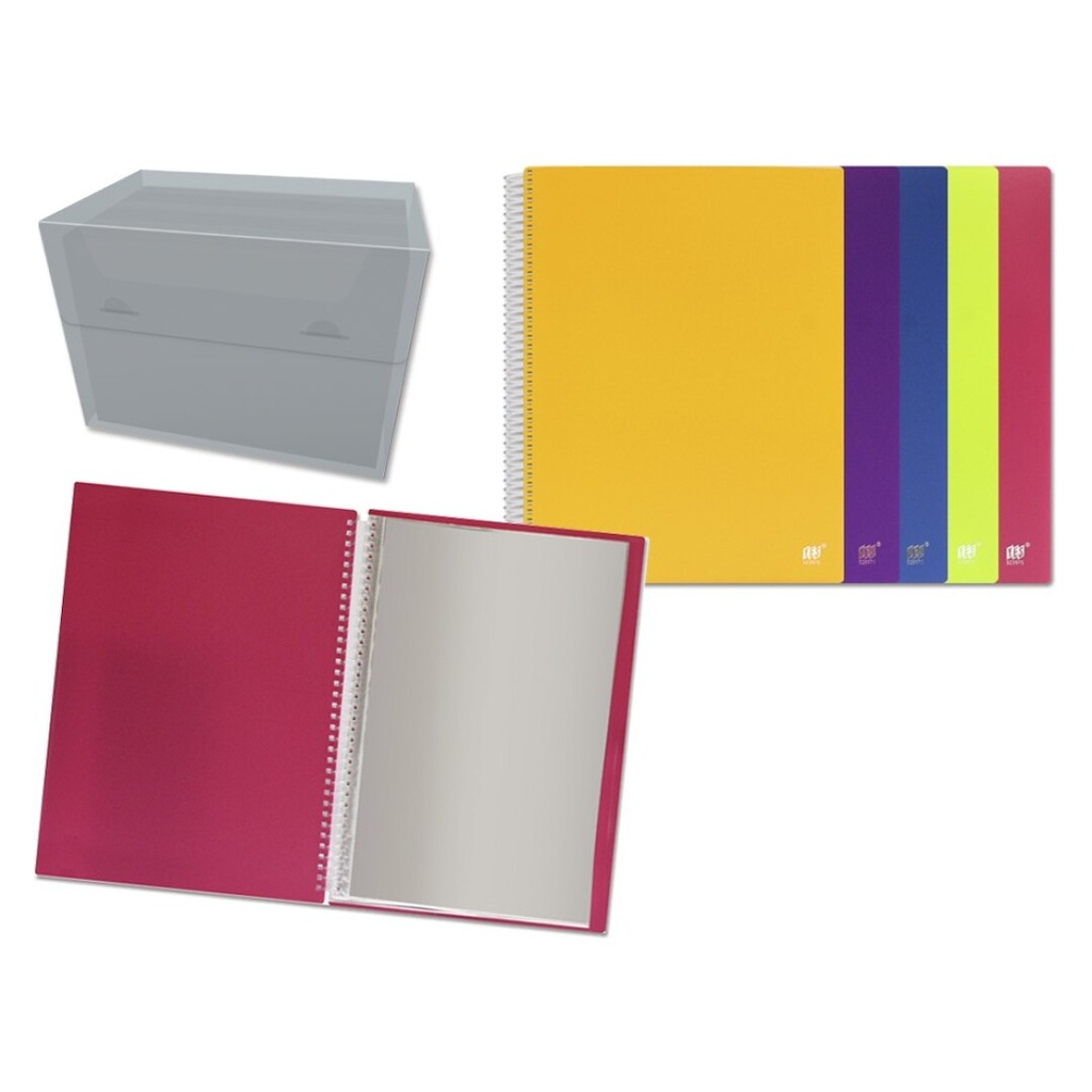 Carpeta espiral 30 fundas pp colores surtidos