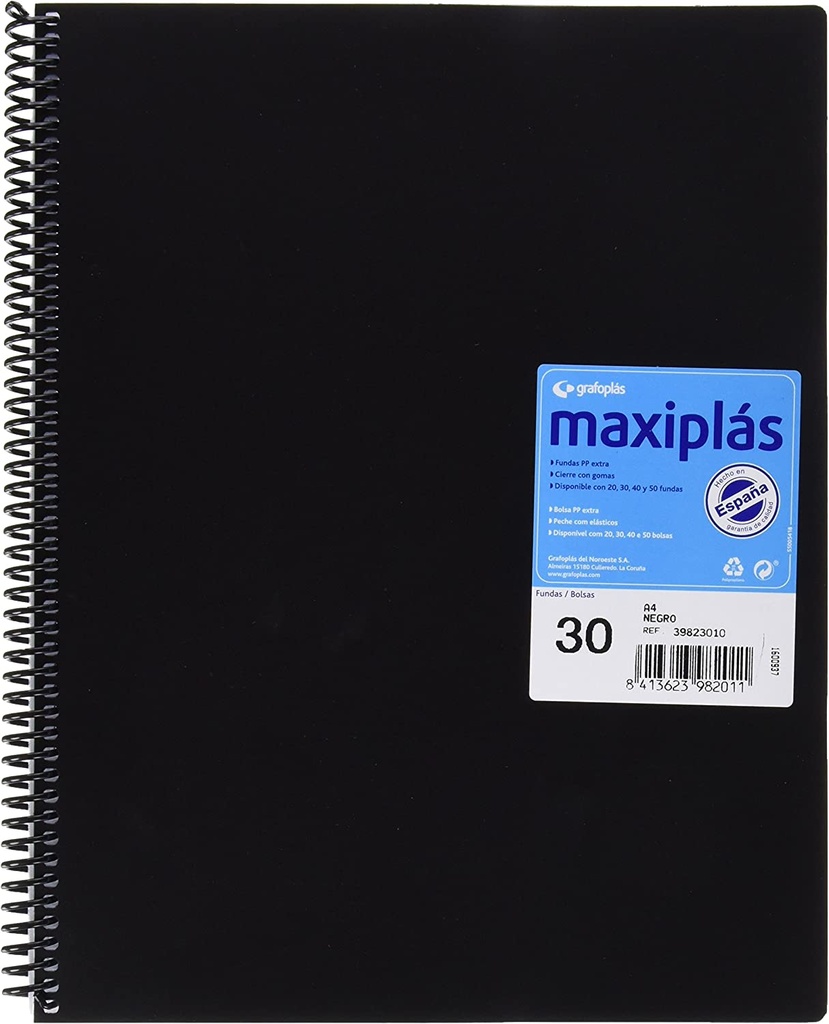 Carpeta espiral 30 fundas A4 translucida Maxiplas