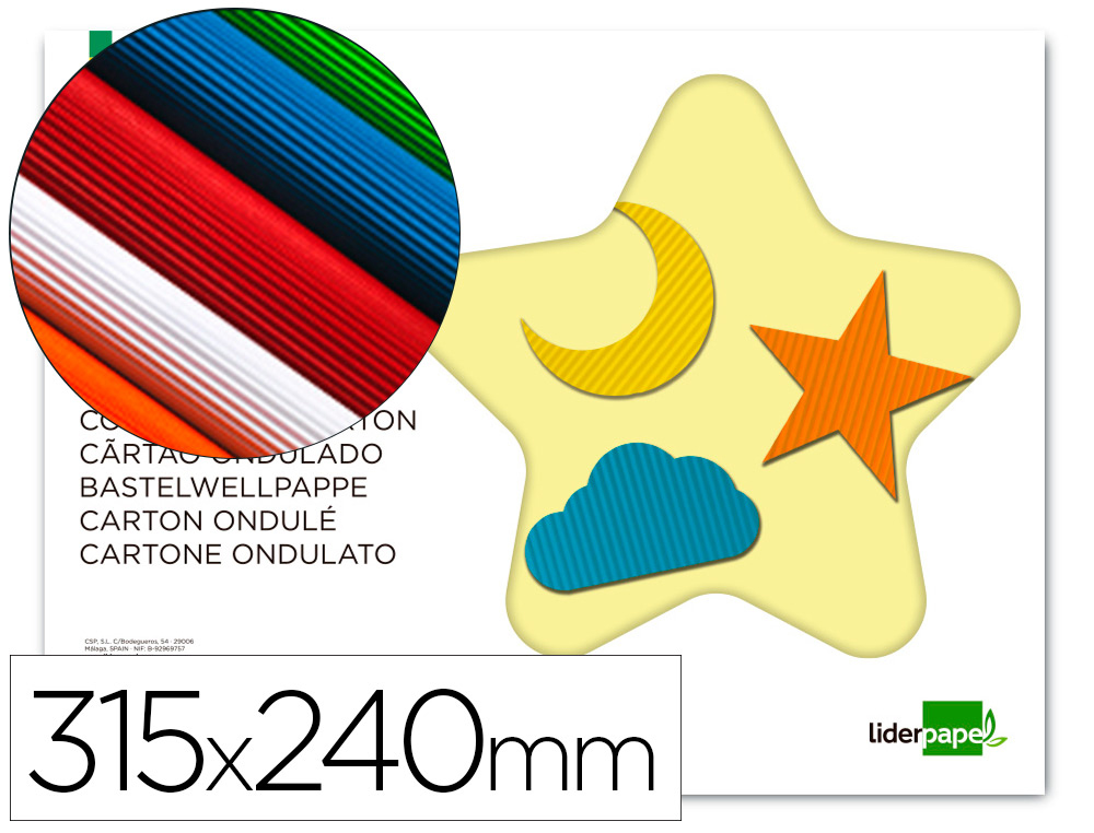[TM03] Bloc Carton corrugado 240x315mm 10h colores surtidos Liderpapel