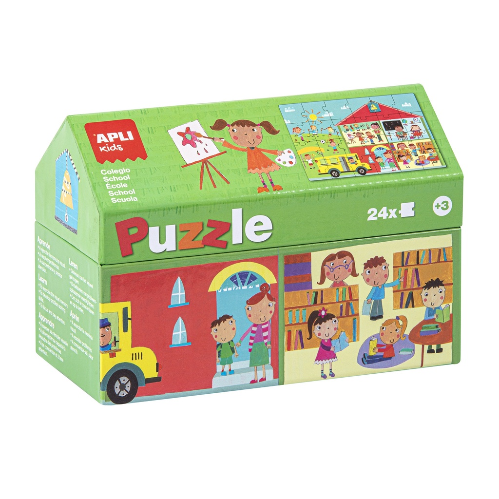 [17352] Escuela Puzle Casita, 24 Piezas, Multicolor Apli +3