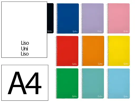 [BF45] CUADERNO ESPIRAL LISO Fº 75GR 80H T/D COLORES