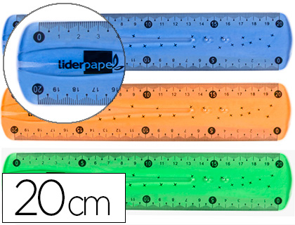 [RG12] Regla 20cm plastico flexible colores surtidos Liderpapel