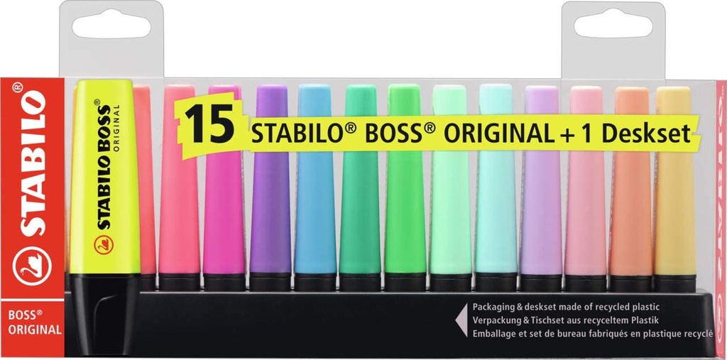 [7015-01-5] Marcador fluorescente Boss Stabilo 15uds surtidas