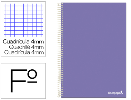 Cuaderno espiral 4X4 Fº 60G 80H T/P con margen Liderpapel