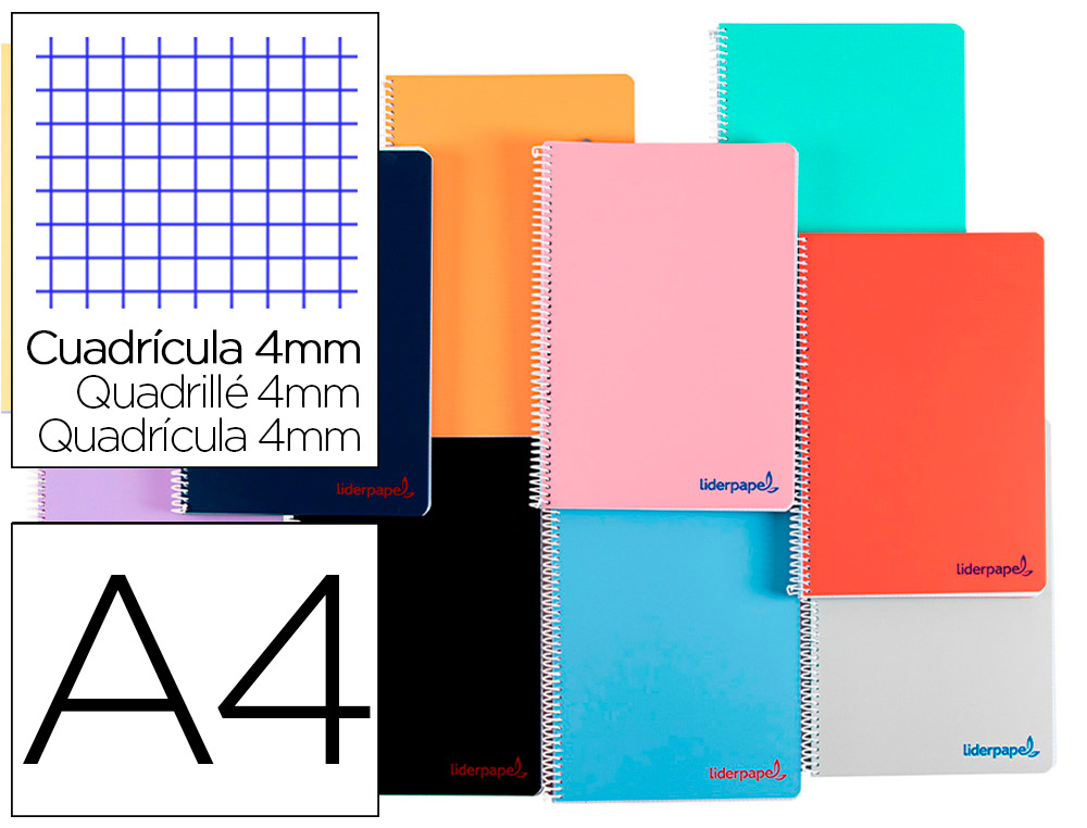 Cuaderno espiral 4X4 A4 90g 80h  T/P Liderpapel