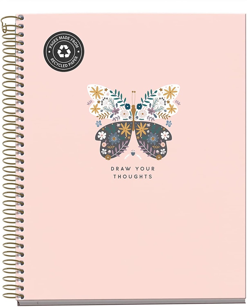 [MR46597] Cuaderno espiral 5X5 A5 80g 120h 2T T/D 4B Microperforado Sweet Butterflies MR