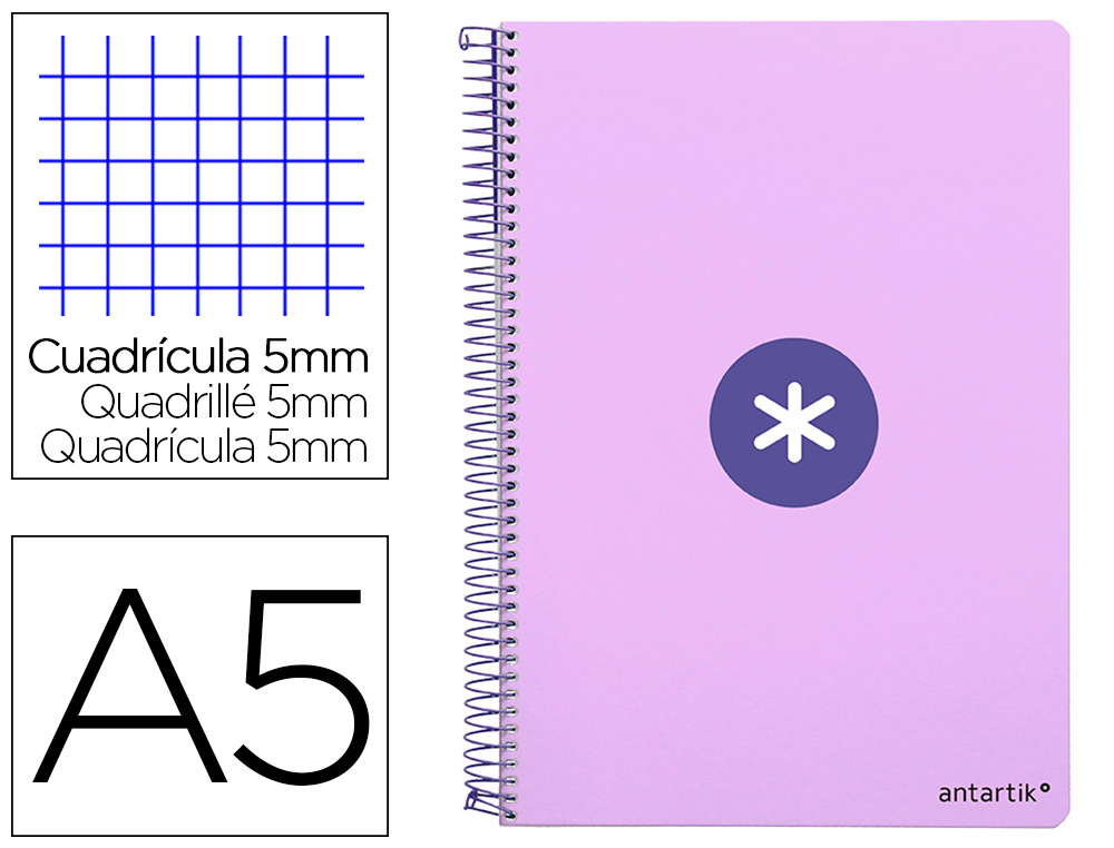 Cuaderno espiral 5X5 A5 100g 80h T/D Antartik