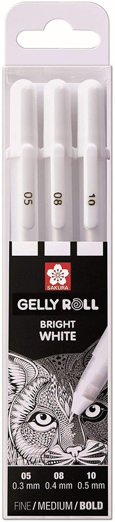 [POXPGBWH3C] Bolígrafo gel 3uds Gelly roll 05, 08 y 10 blanco brillante Royal Talens
