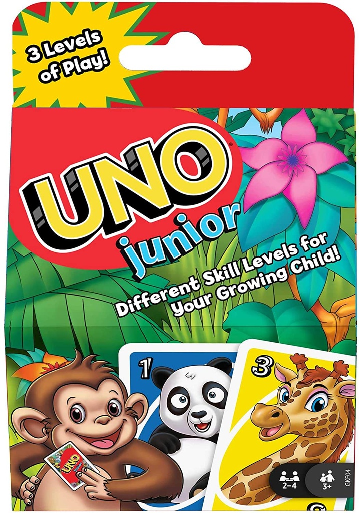 [GKF04] Juego de cartas UNO Junior, juego de mesa para niños con dibujos de animales