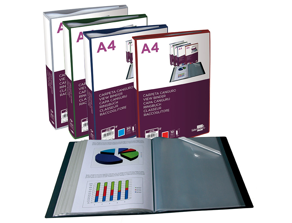 Carpeta 30 fundas A4 personalizable Liderpapel