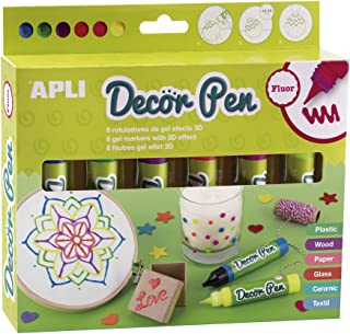 [18981] Rotuladores efecto 3D - Decorpen acabado FLUOR ideales para decorar todo tipo de superficies 6uds Apli