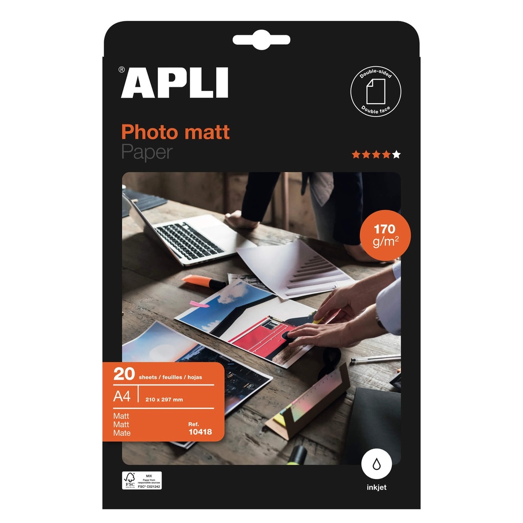 [10418] Papel fotografico A4 170g 20h Mate Apli