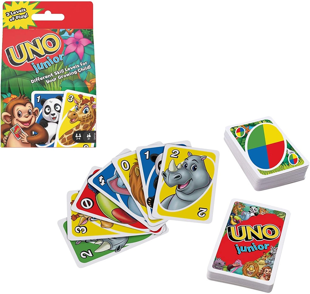 [GPM86] Games Juego de cartas UNO Junior, juego de mesa para niños con dibujos de animales