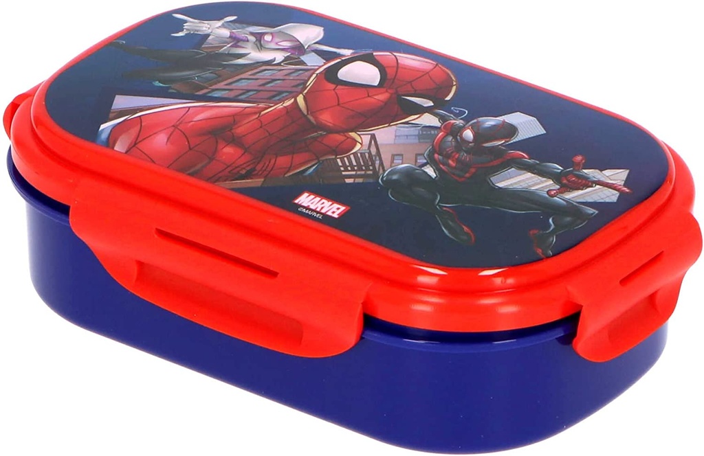 [SP16033] Sandwichera rectangular con cubierto Spiderman