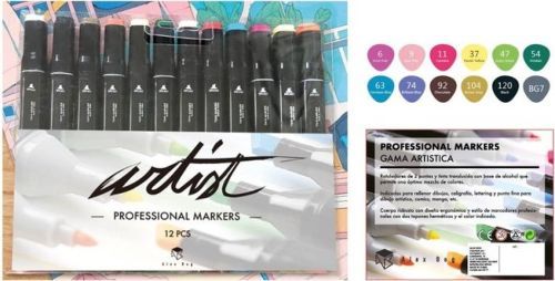 [AB-0712] Rotuladores professional doble punta colores basicos 12uds Artist